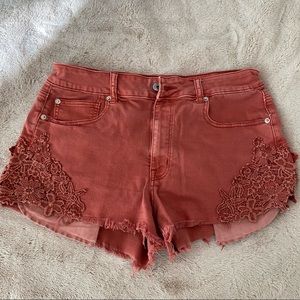 AEO Orange Side Flower Shorts